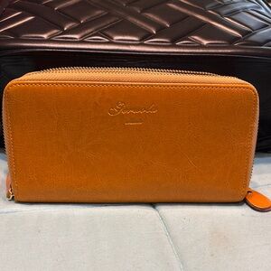 Burnt Orange Leather Zip Wallet